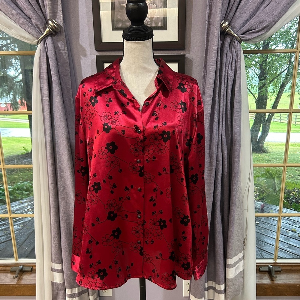 Vintage Notations Floral Button Down Blouse